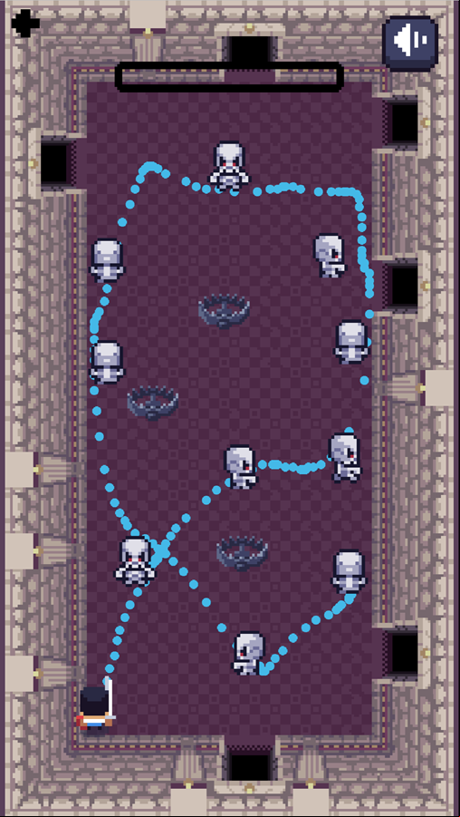 Swordboy vs Skeleton Game Line Drawing Screenshot.