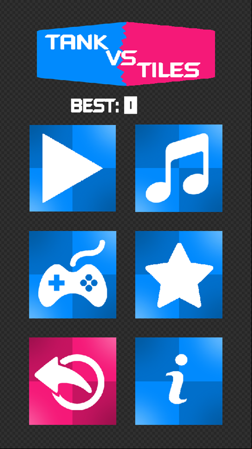 Tank vs Tiles Game Welcome Screen Screenshot.