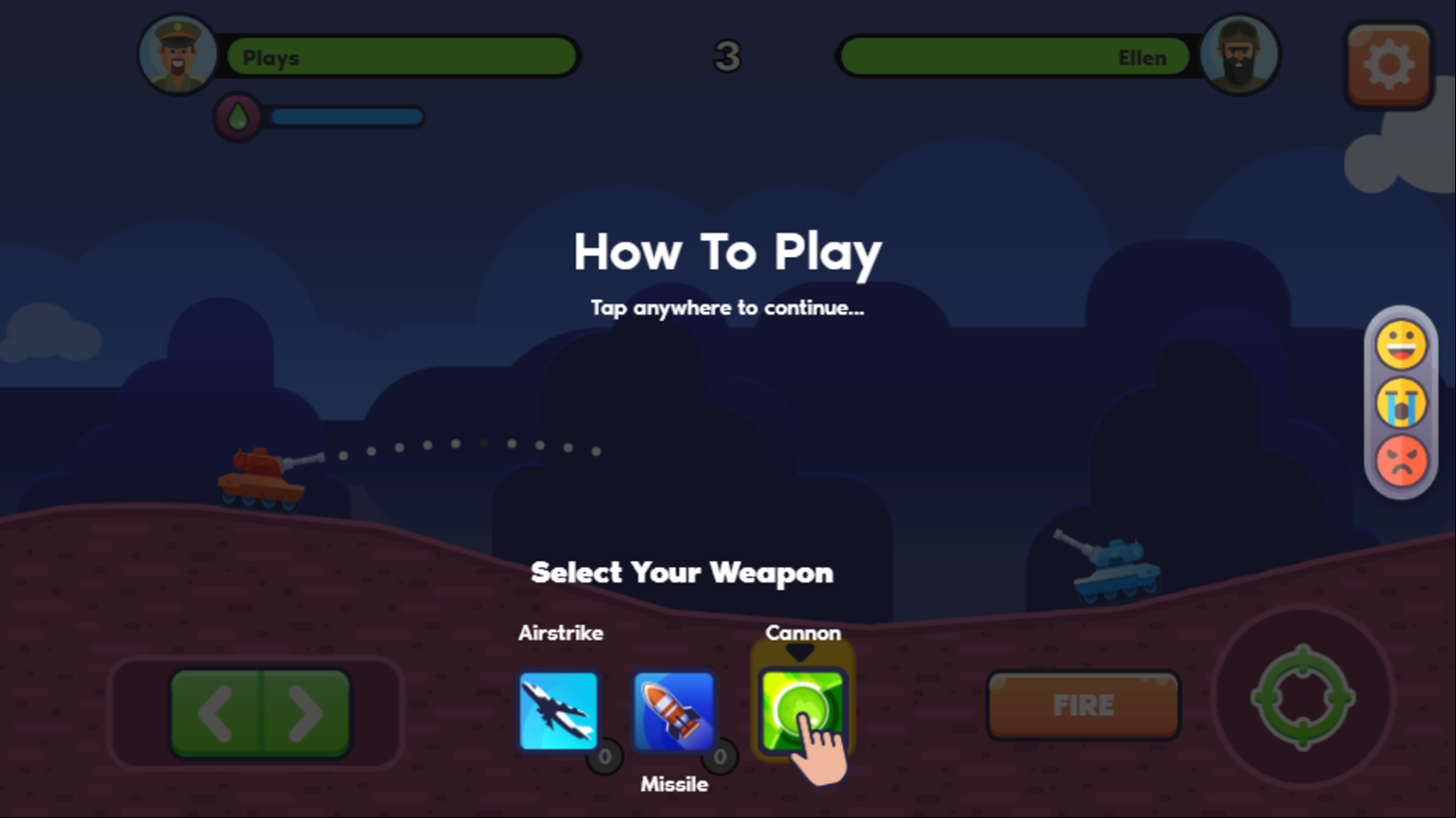 Tanks PVP Showdown Game Select Weapon Screenshot.
