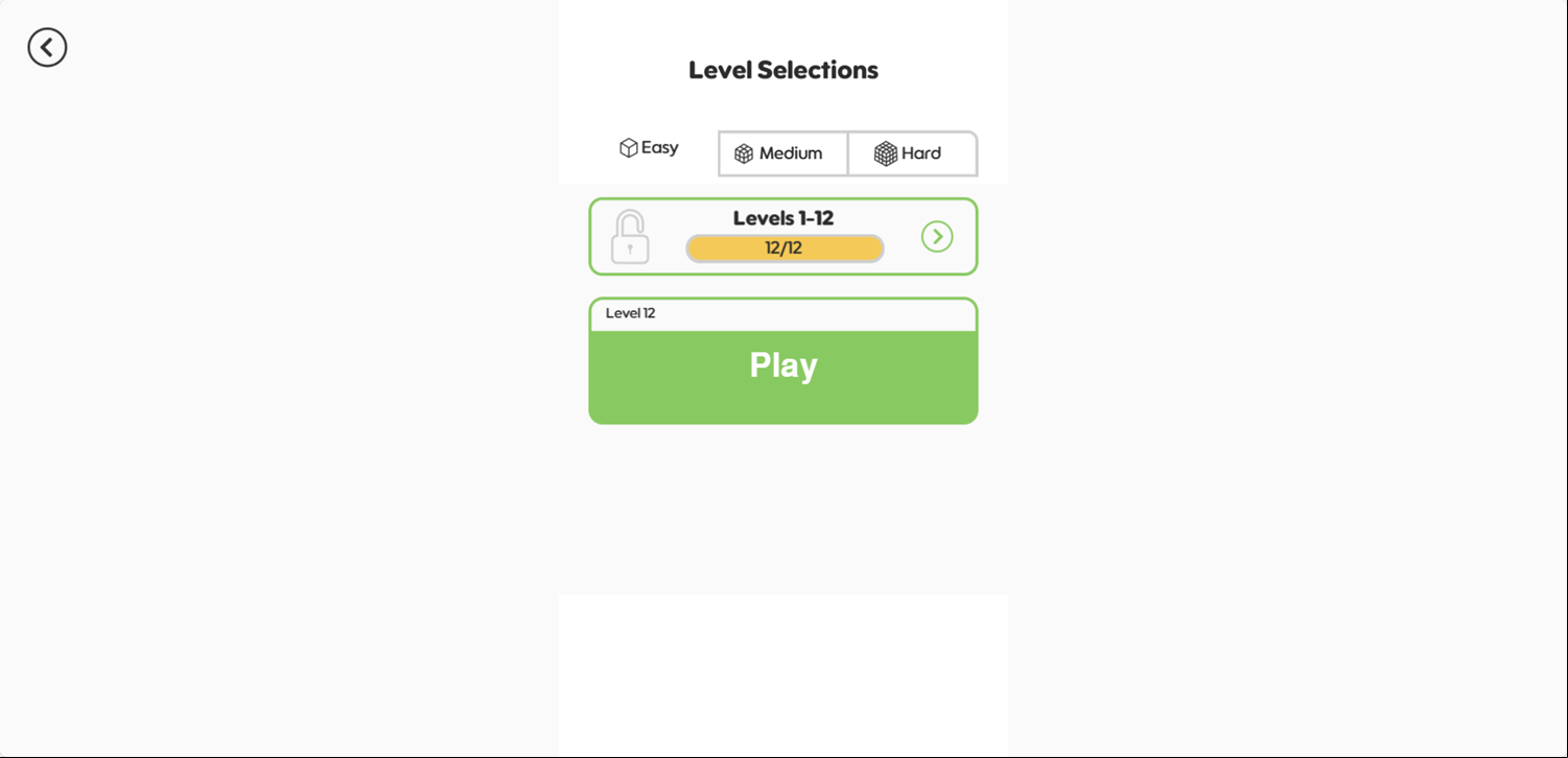 Tap Away Game Easy Levels Select Screen Screenshot.