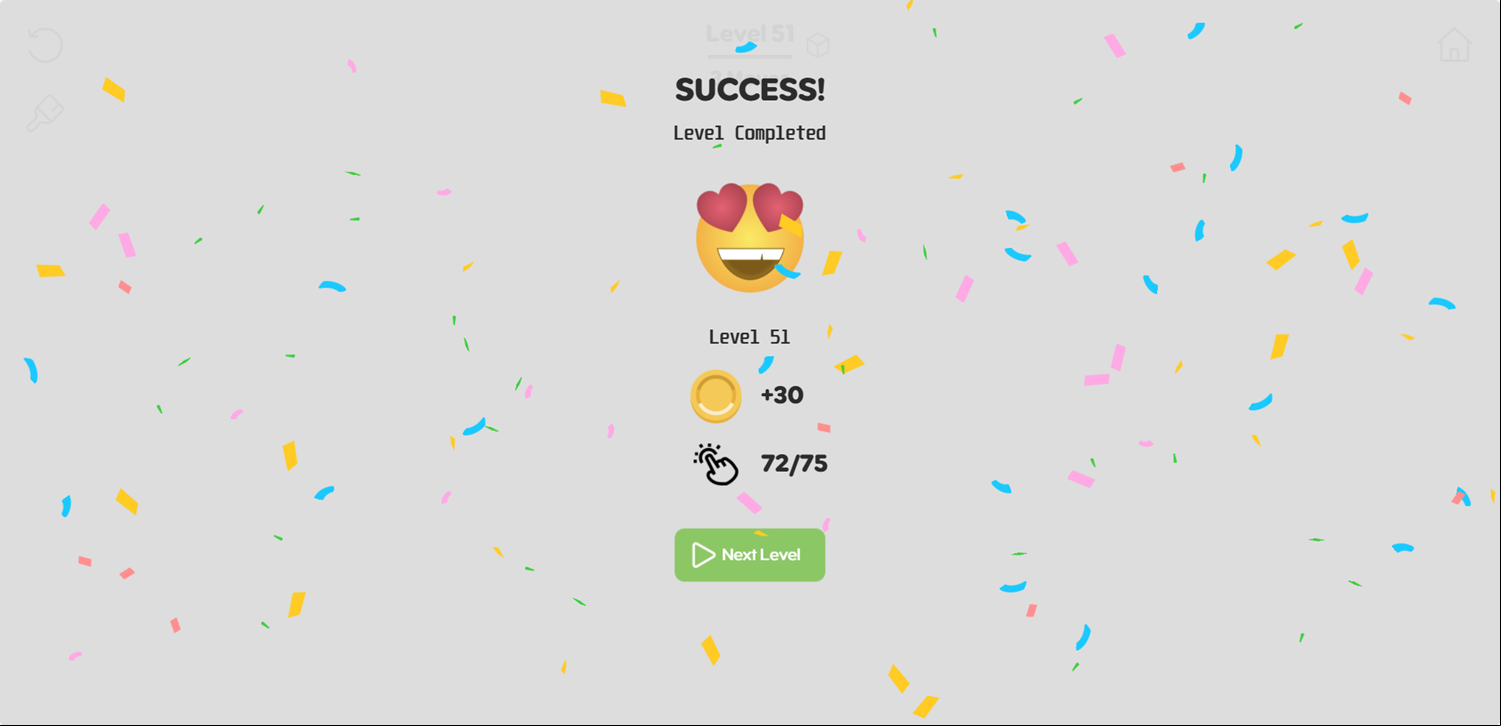 Tap Away Game Love Completed Screen Screenshot.