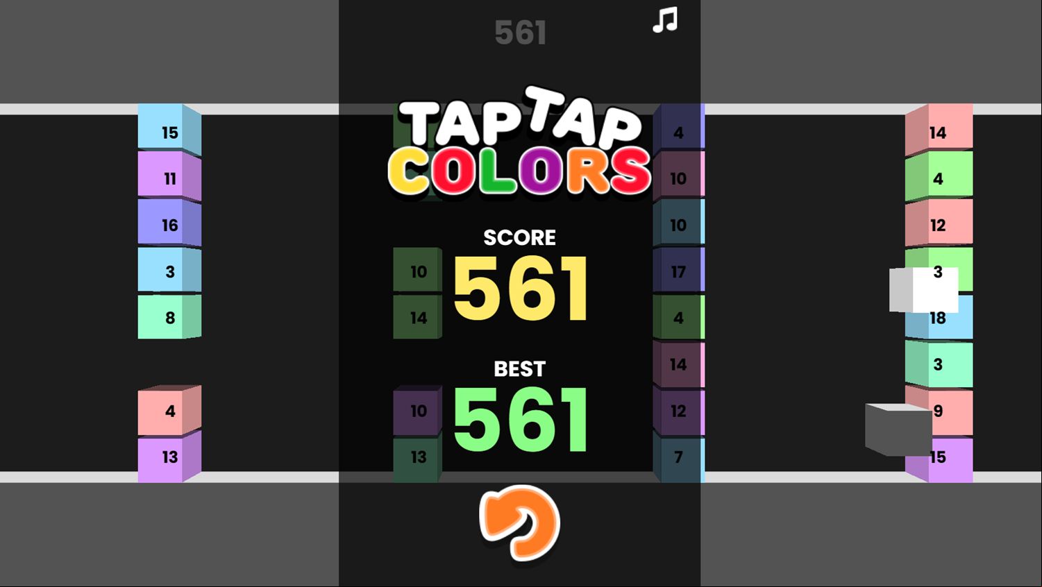 Tap Tap Colors Game Score Screenshot.