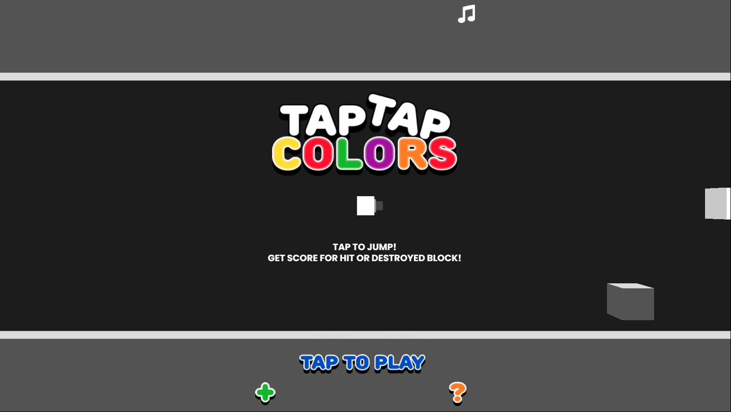 Tap Tap Colors Game Welcome Screen Screenshot.