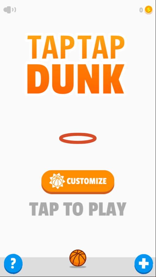 Tap Tap Dunk Game Welcome Screen Screenshot.