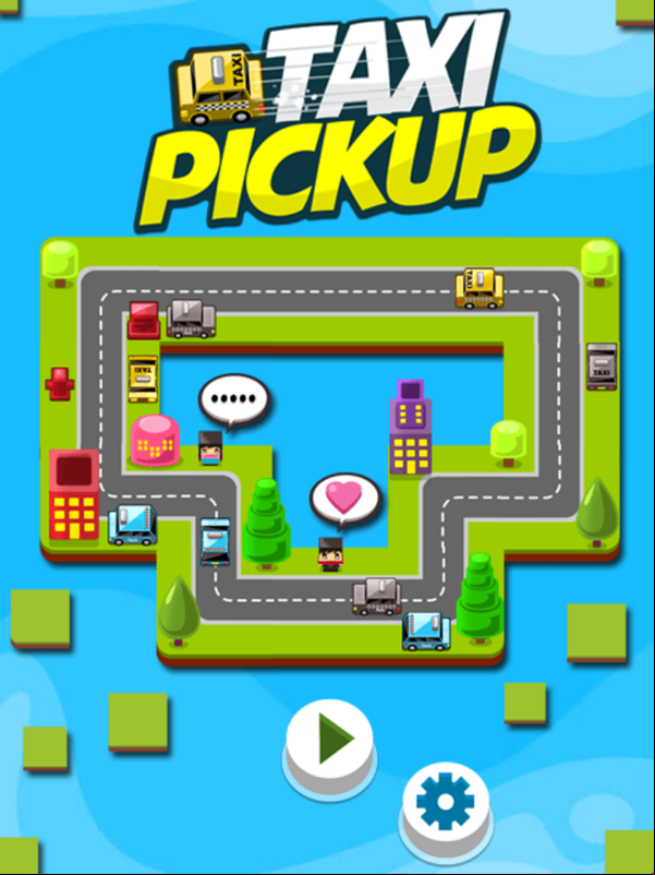 Taxi Pickup Game Welcome Screen Screenshot.
