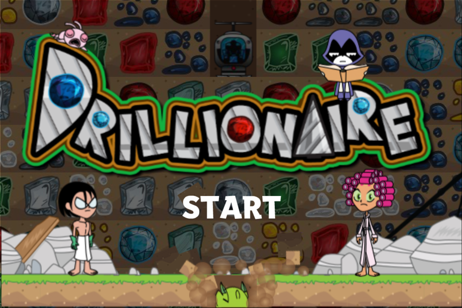 Teen Titans Go Drillionaire Game Welcome Screen Screenshot.