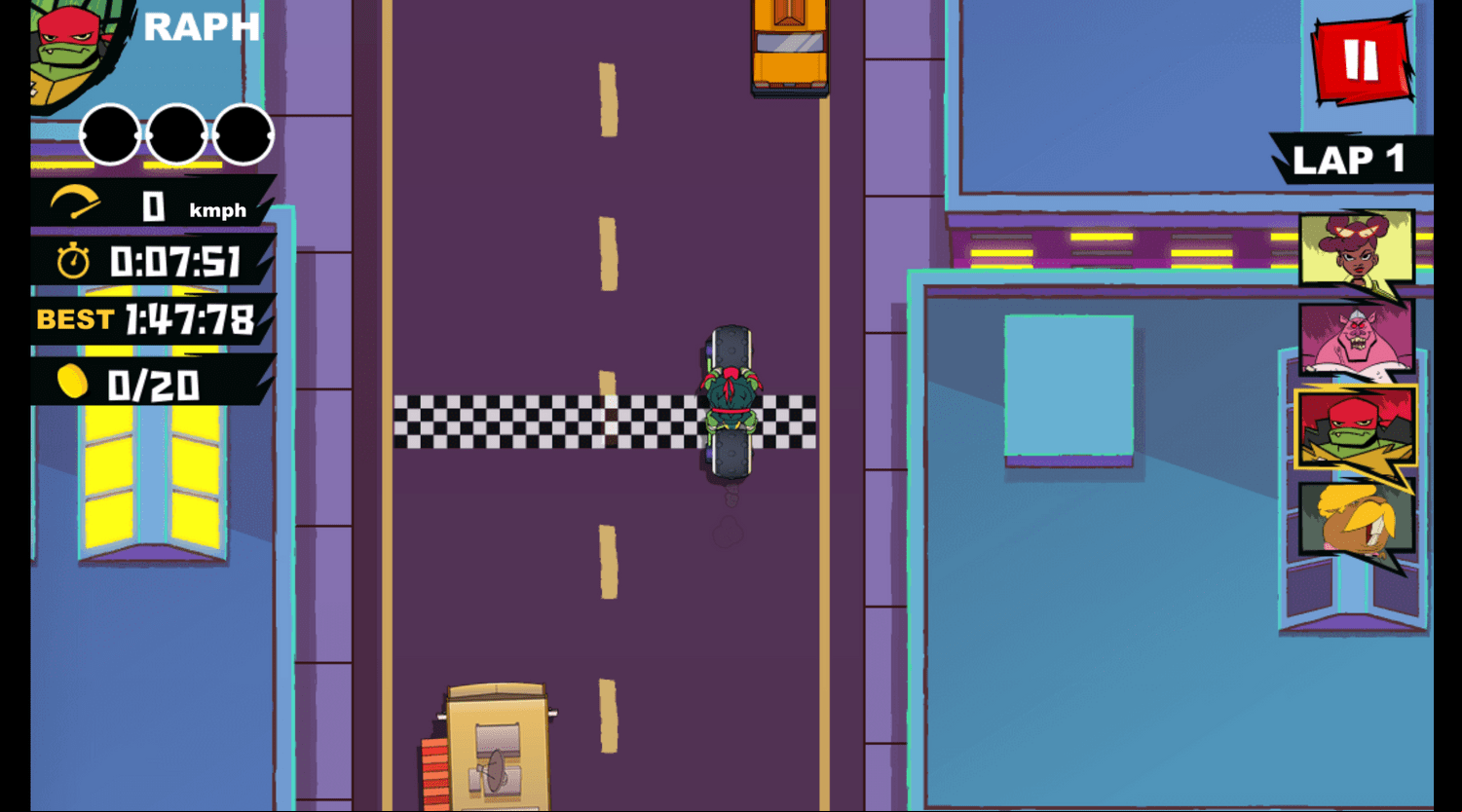 Teenage Mutant Ninja Turtles Road Riot Course New York City Screenshot.