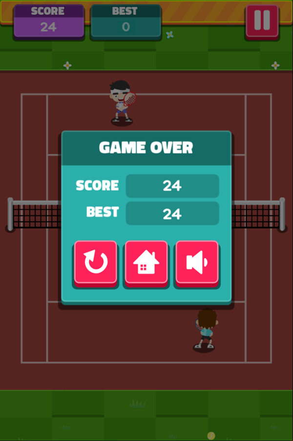 Tennis Game Over Screenshot.