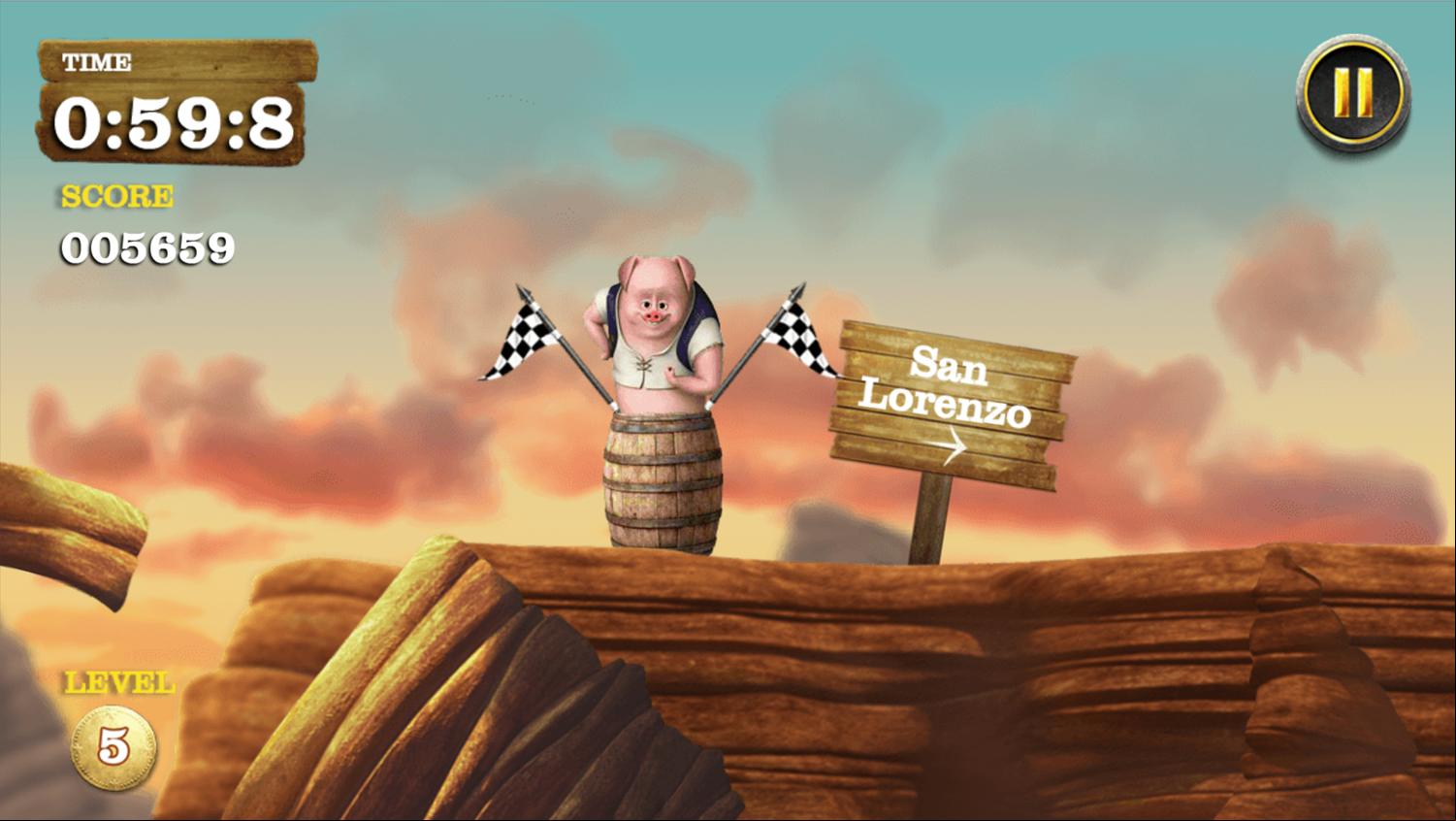 The Adventures of Puss in Boots Barrel Run Game Level Complete Screen Screenshot.