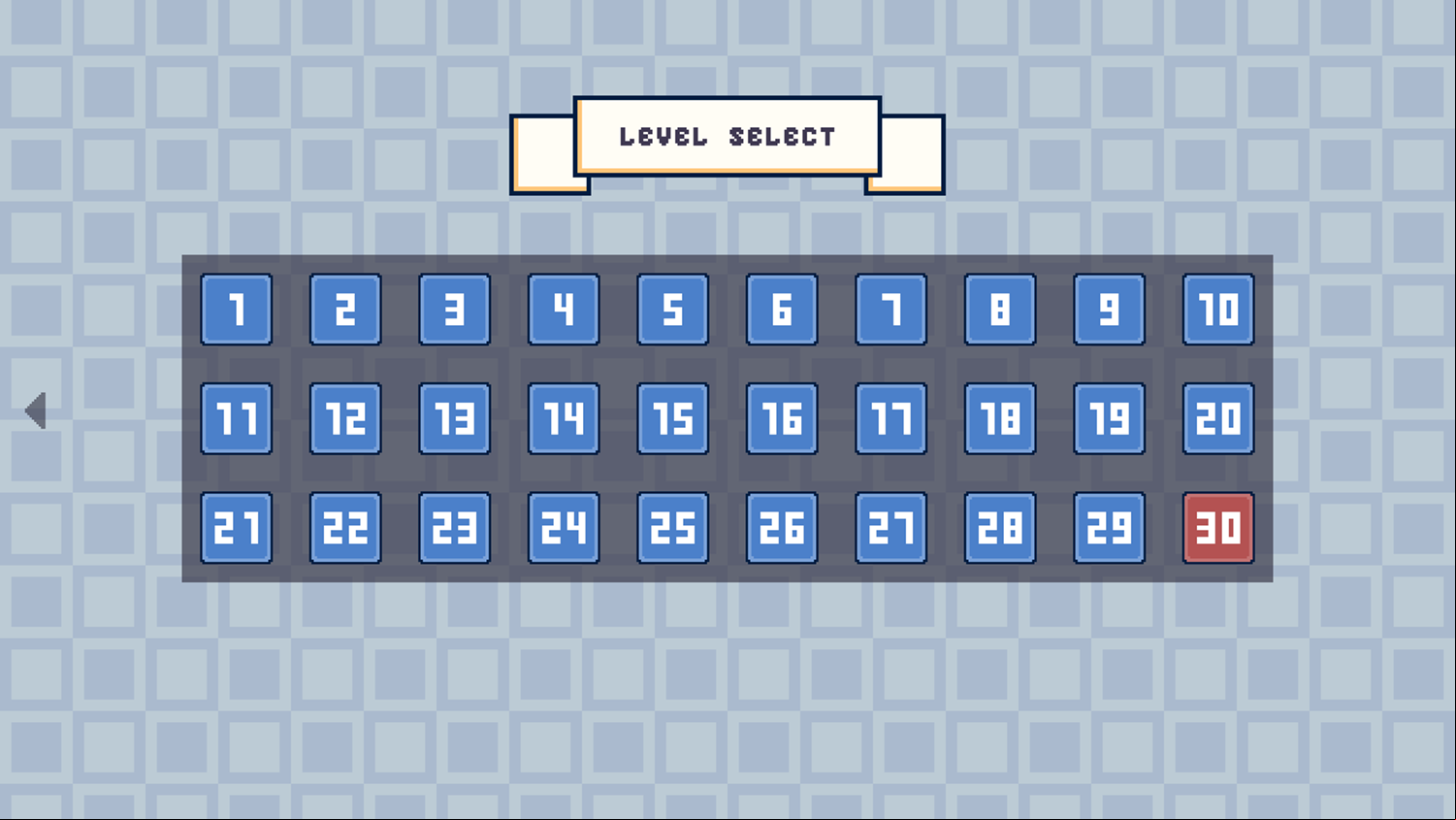 The Gate Game Level Select Screen Screenshot.