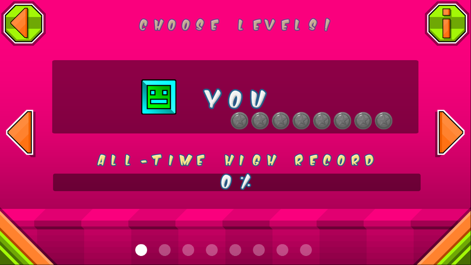 The Impossible Dash Game Level Select Screenshot.