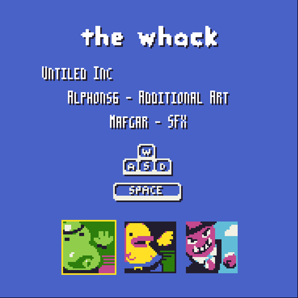 The Whack Game Welcome Screen Screenshot.