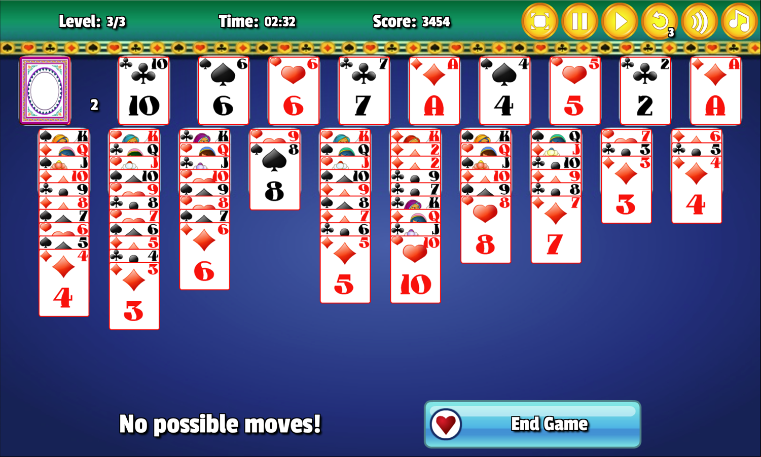 Thieves of Egypt Game no Possible Moves Screenshot.