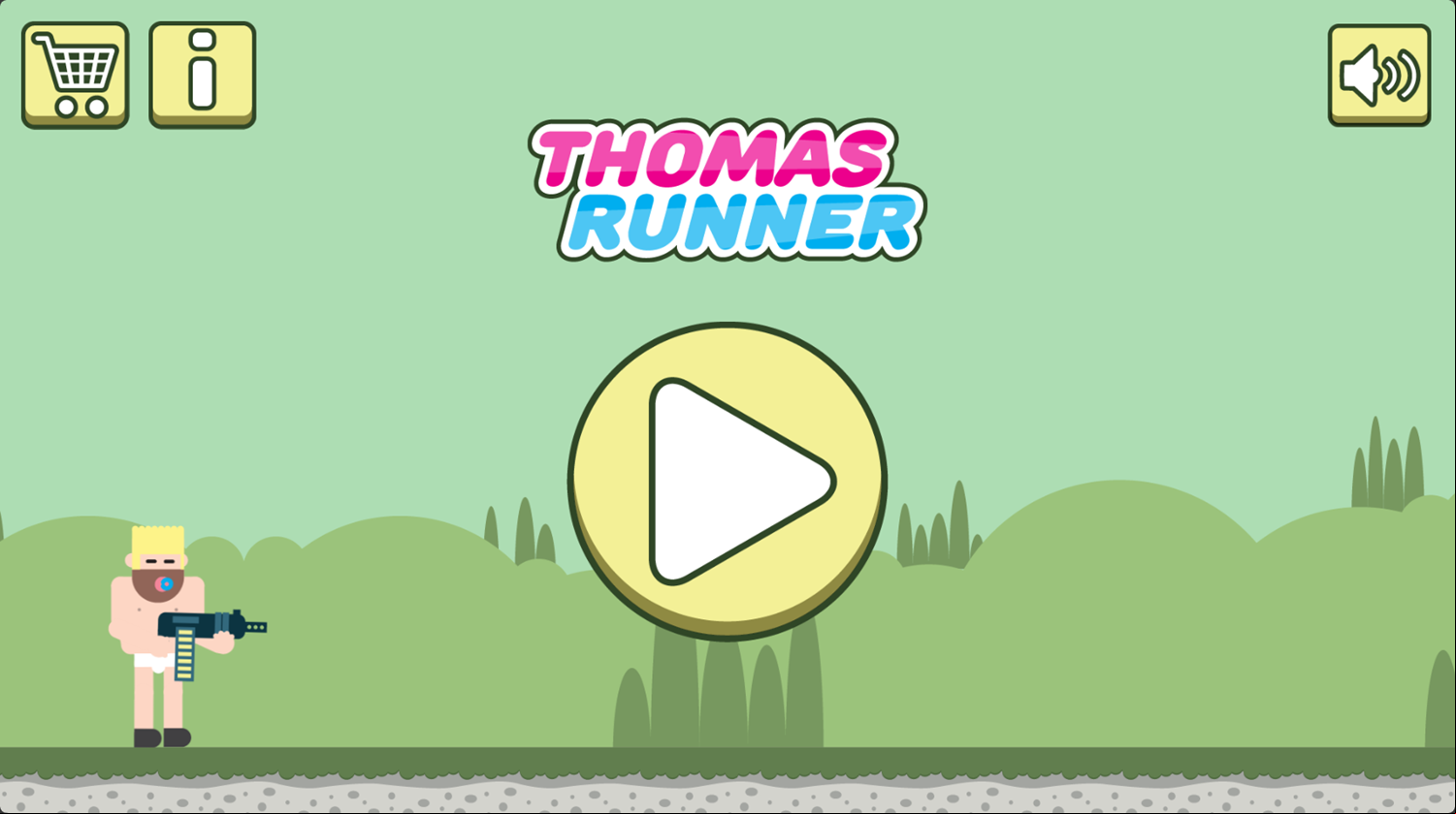Thomas Runner Game Welcome Screen Screenshot.