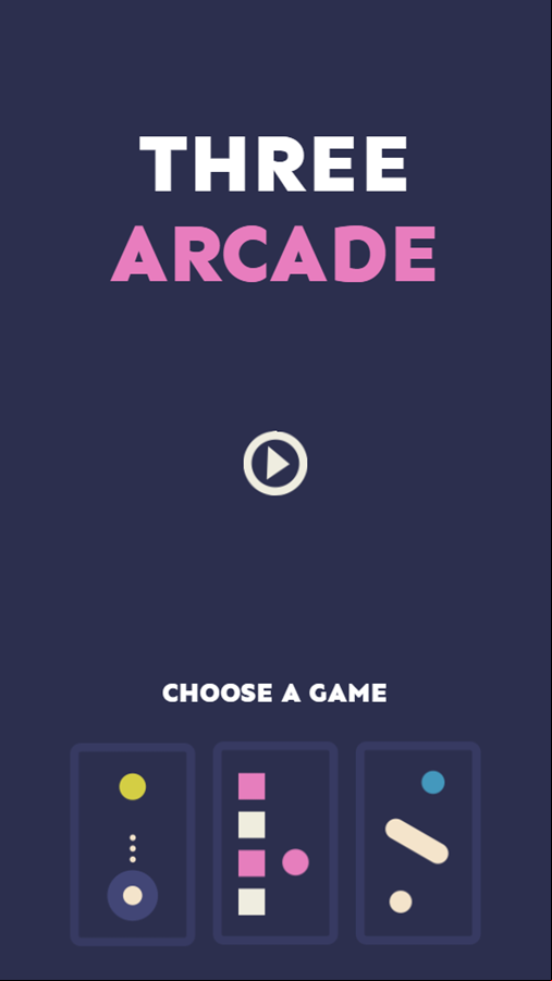 Three Arcade Game Welcome Screen Screenshot.