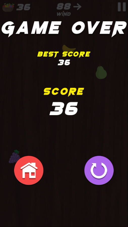 Throw Daggers Game Over Screenshot.