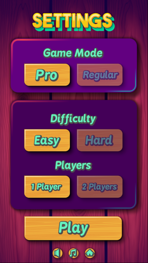 Tic Tac Know Game Settings Screen Screenshot.