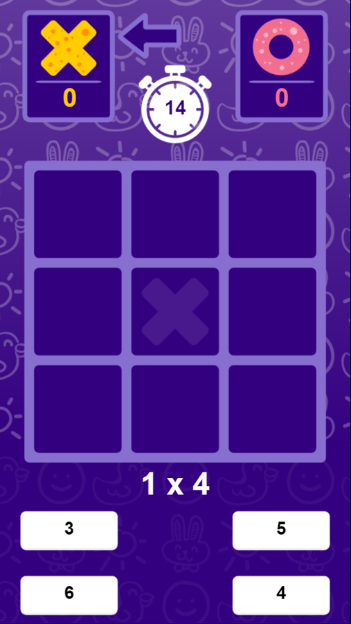 Tic Tac Toe Math Game Equation Screenshot.