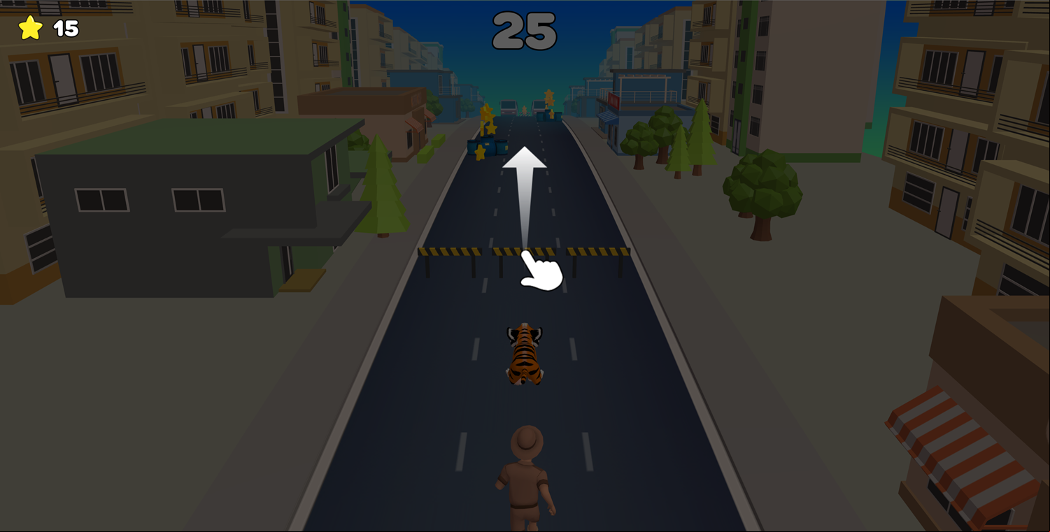 Tiger Run Game How to Play Jump Example Screenshot.