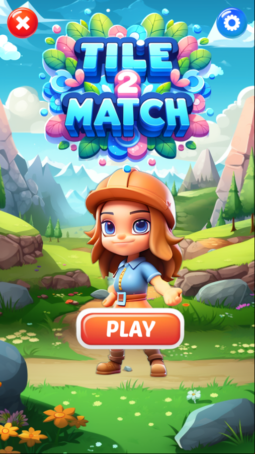 Tile 2 Match Game Welcome Screen Screenshot.