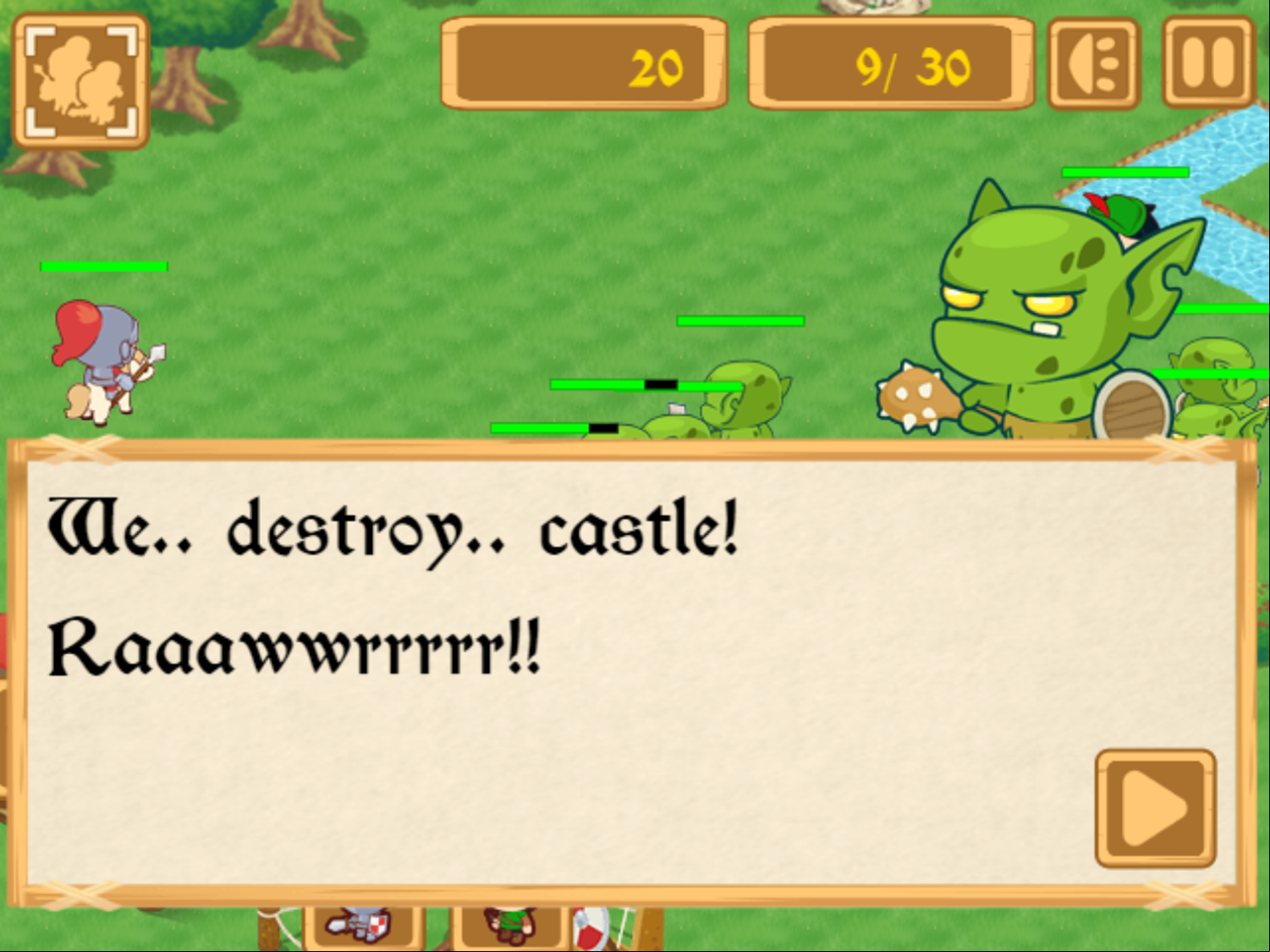 Tiny Battle Game Over Screenshot.