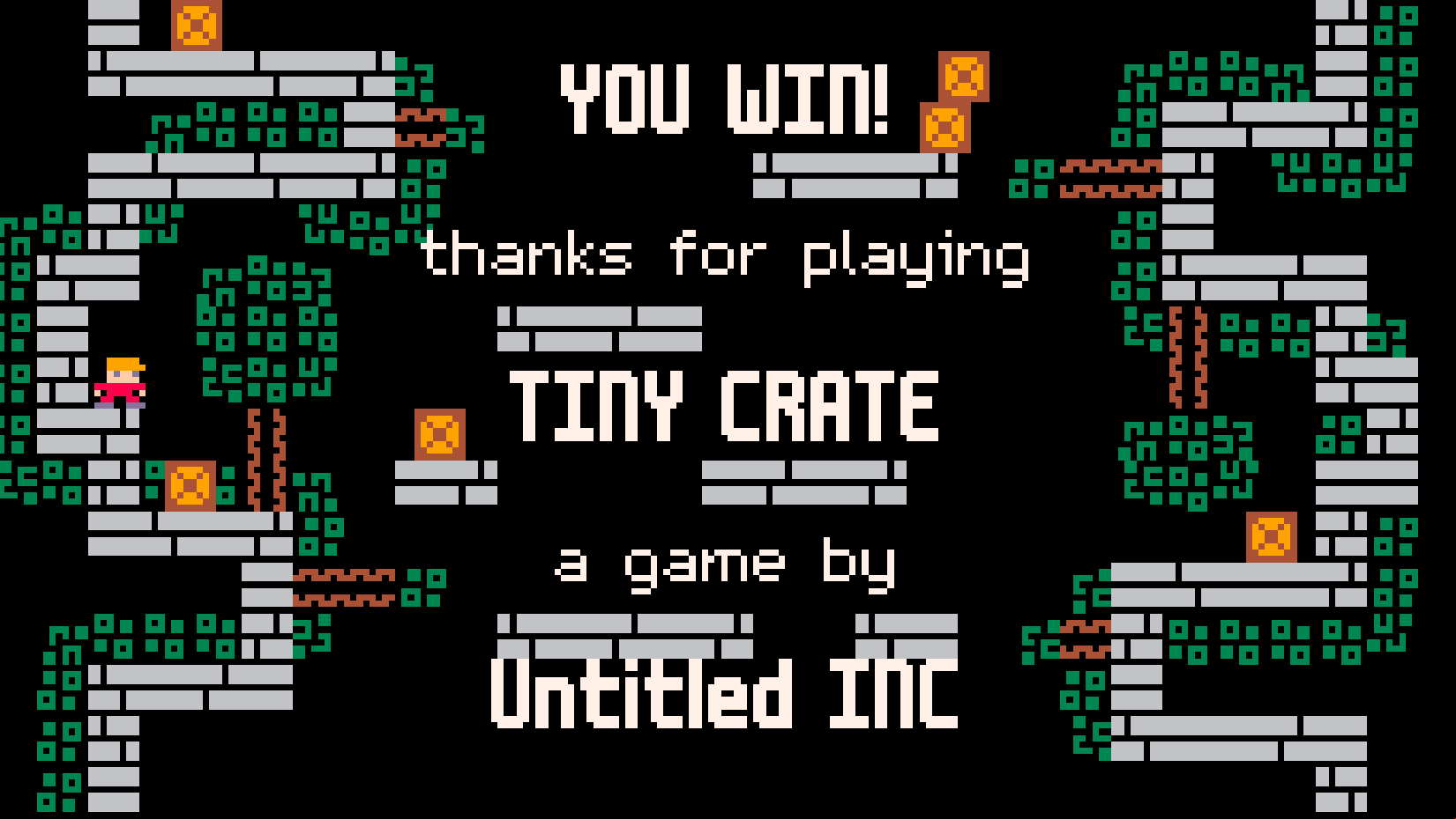 Tiny Crate Game Beat Screen Screenshot.