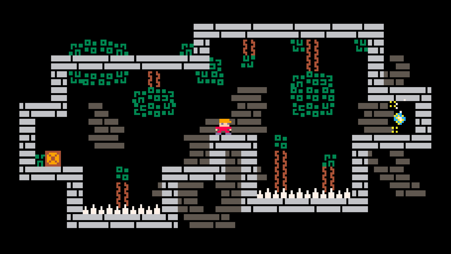 Tiny Crate Game Level With Spikes and Crate Screenshot.