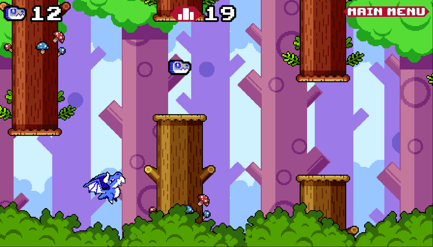 Tiny Dragon Fly Game Over Screenshot.