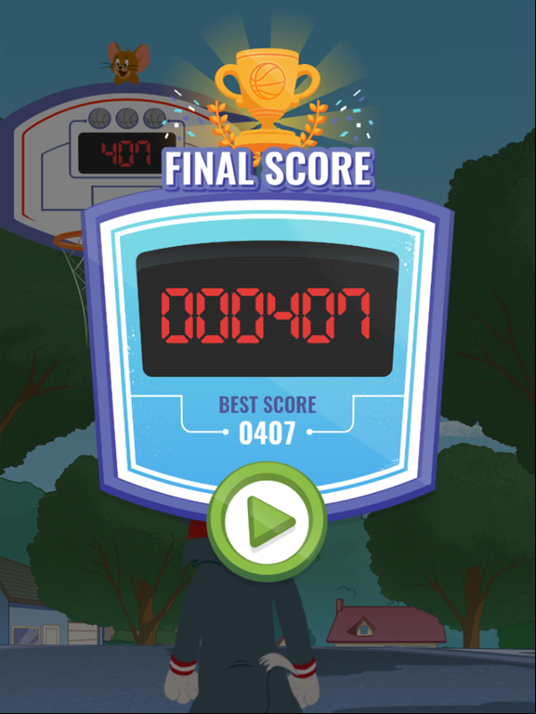 Tom & Jerry Backyard Hoops Game High Score Screenshot.