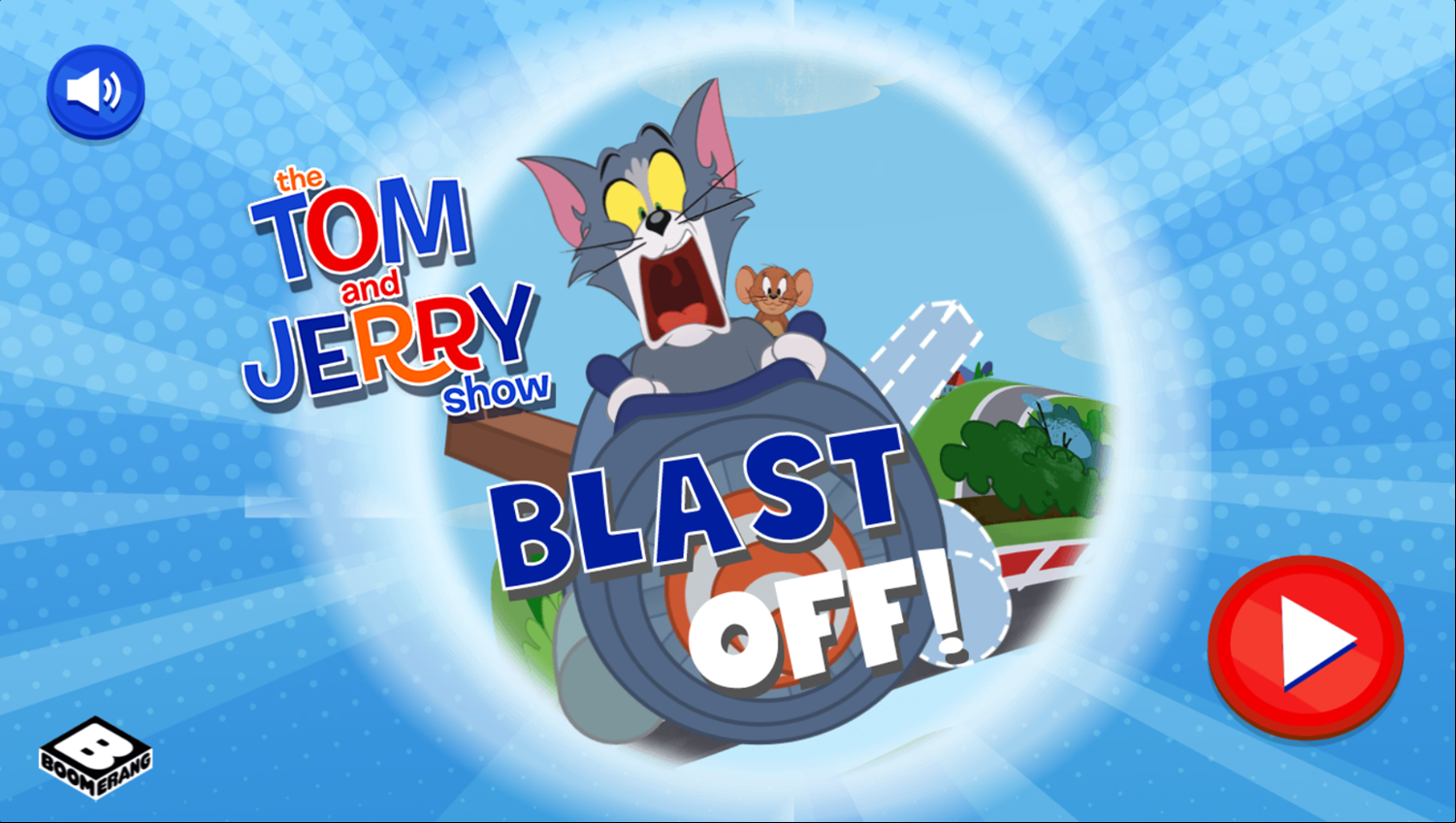 Tom & Jerry Blast Off Game Welcome Screen Screenshot.