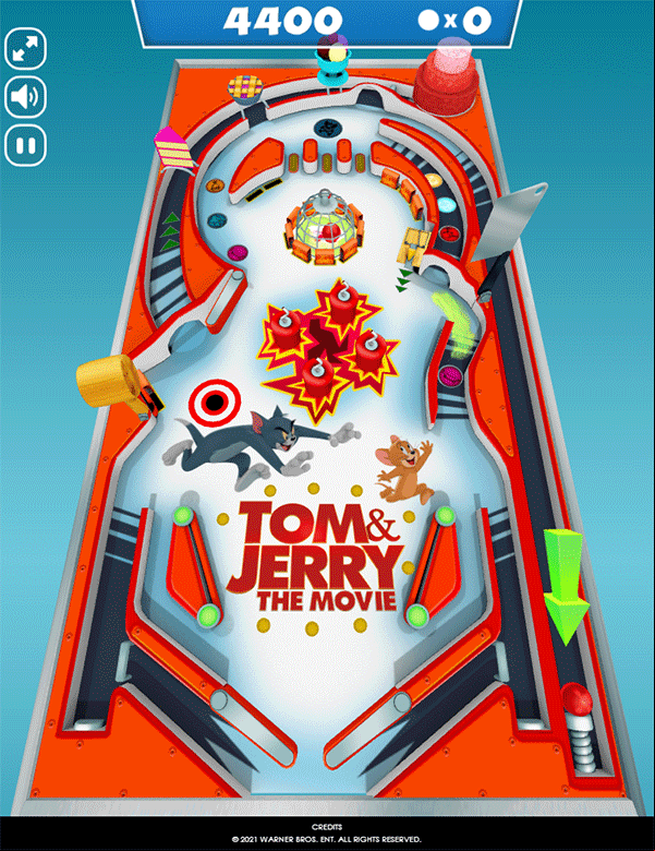 Tom and Jerry Mousetrap Pinball Gameplay Screenshot.
