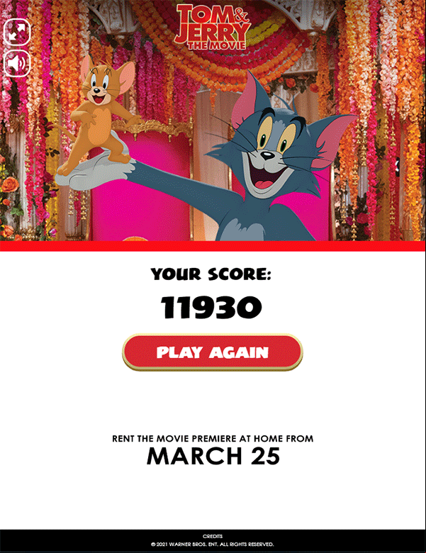Tom and Jerry Mousetrap Pinball Result Screenshot.