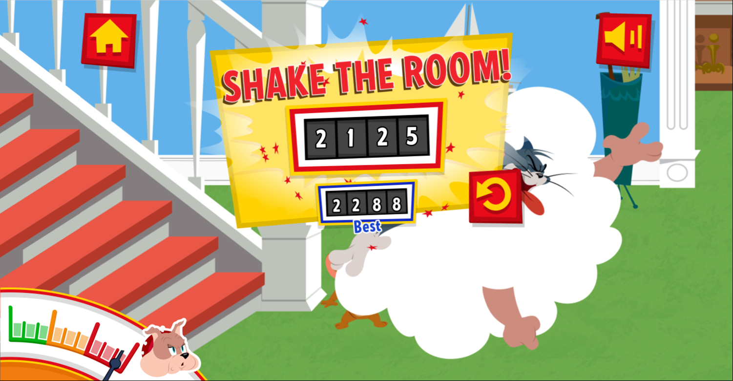 Tom and Jerry Musical Stairs Game Over Screenshot.