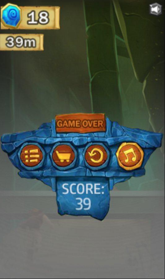 Tomb Run Game Score Screenshot.