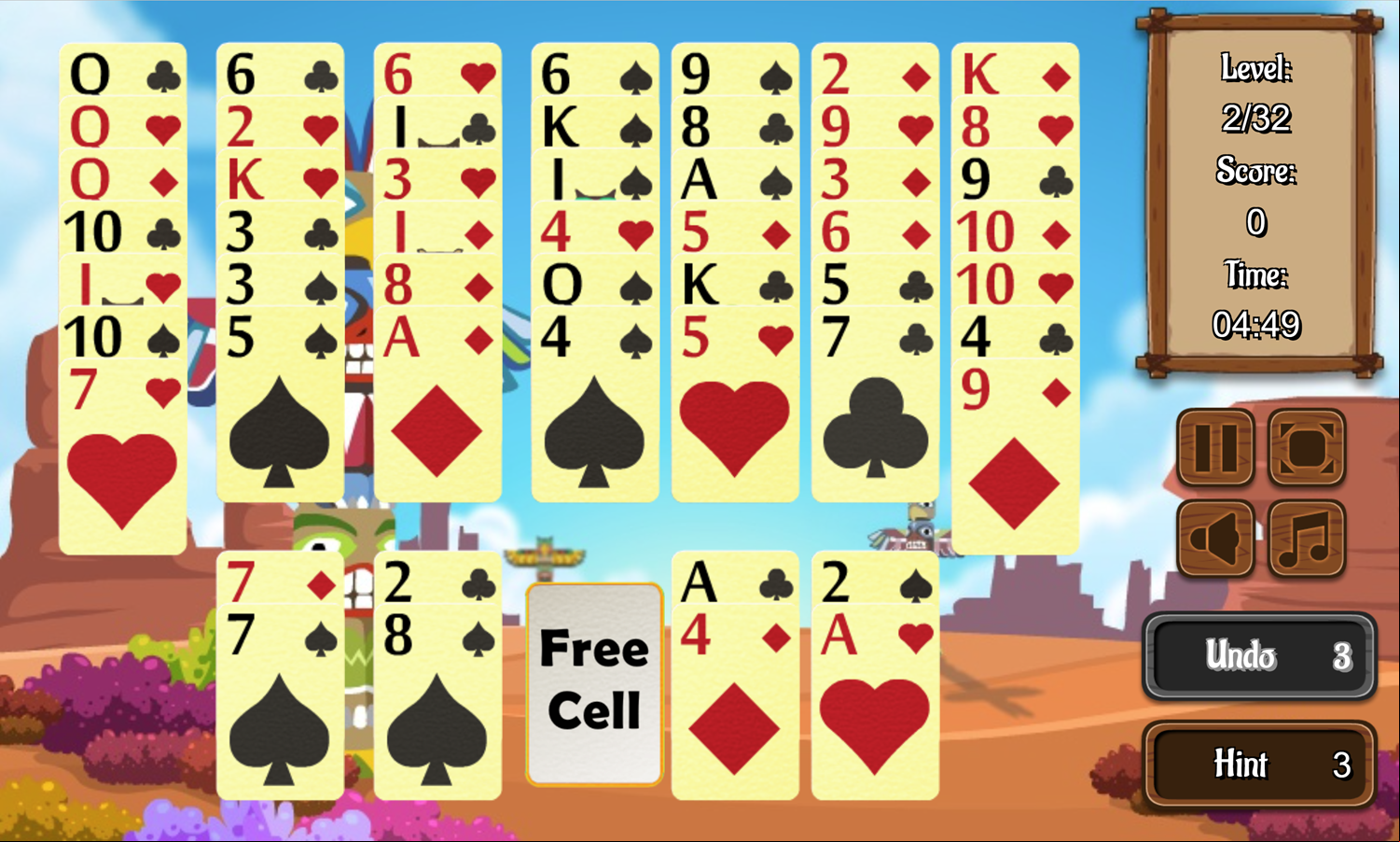 Totem Solitaire Game Screenshot.