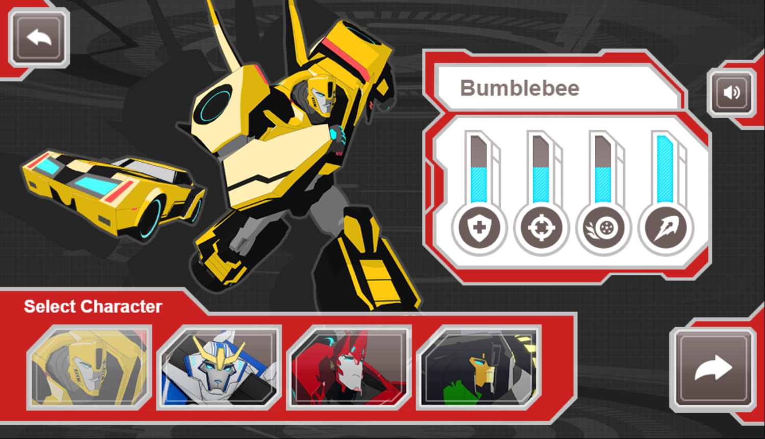 Transformers Protect Crown City Game Character Select Screenshot.