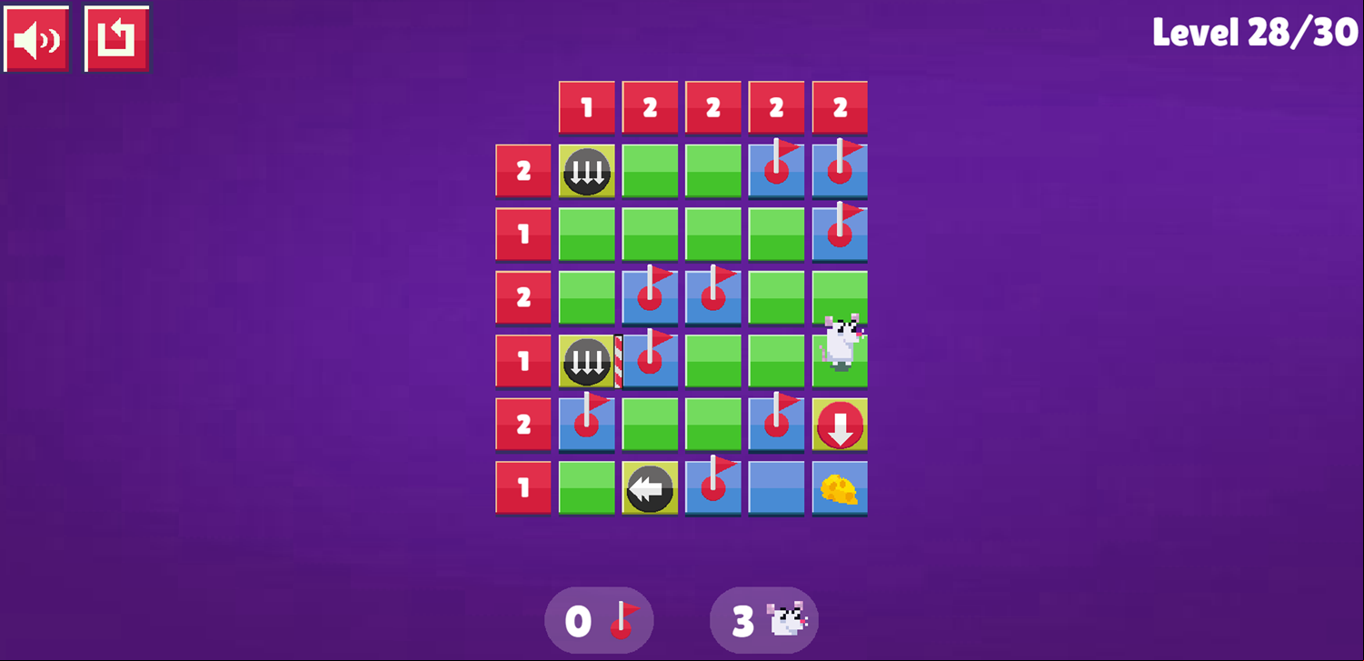 Trapsweeper Puzzle Game Level 28 Complete Screenshot.