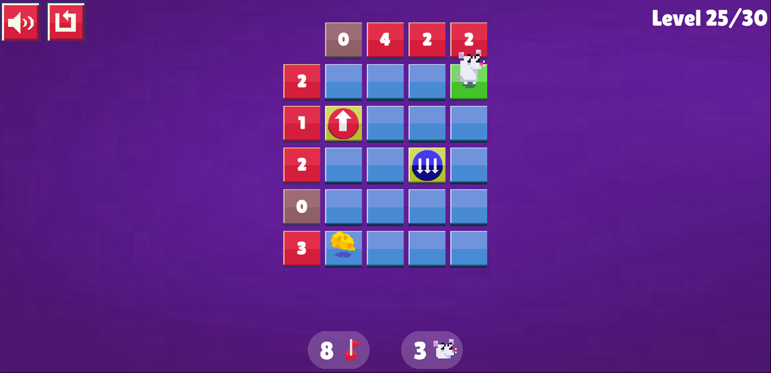 Trapsweeper Puzzle Game Triple White Arrow Screenshot.
