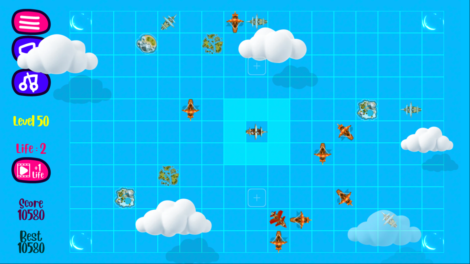Treasure of Sea Game Level With White Ships Screenshot.