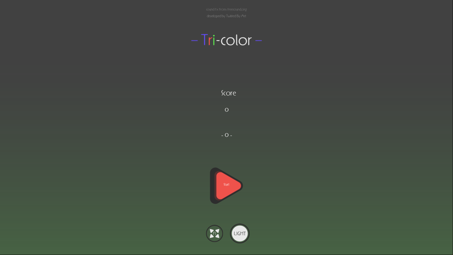 Tricolor Game Welcome Screen Screenshot.