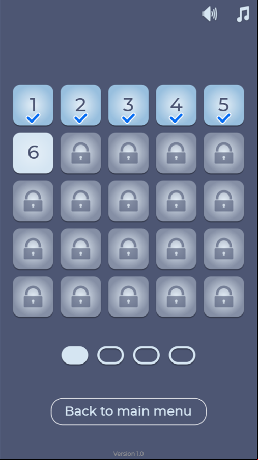 TRZ Ball Sort Game Level Select Screen Screenshot.