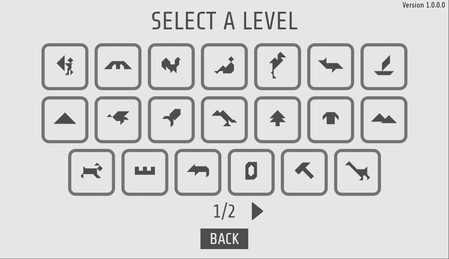TRZ Tangram Game Select Level Screenshot.