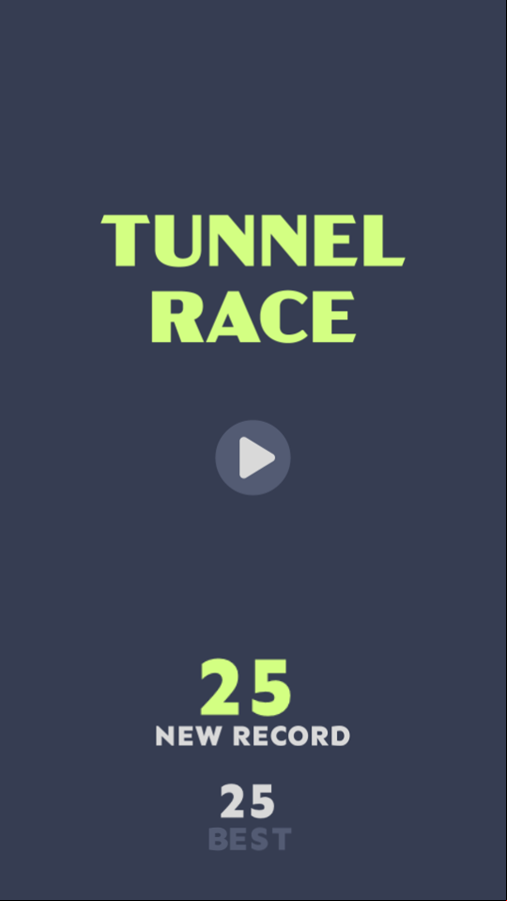 Tunnel Race Game Best Score Screenshot.