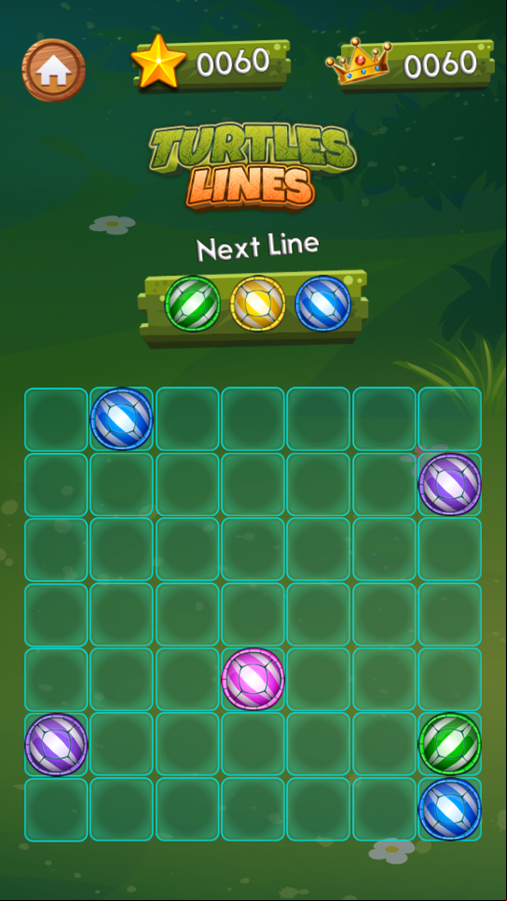 Turtles Lines Game Start Screenshot.