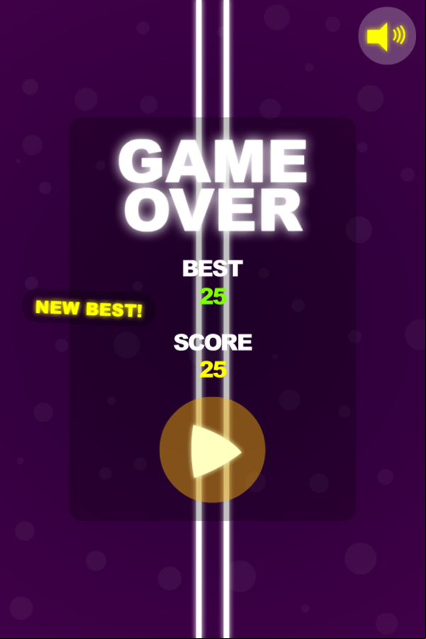 Two Neon Boxes Game Over Screenshot.