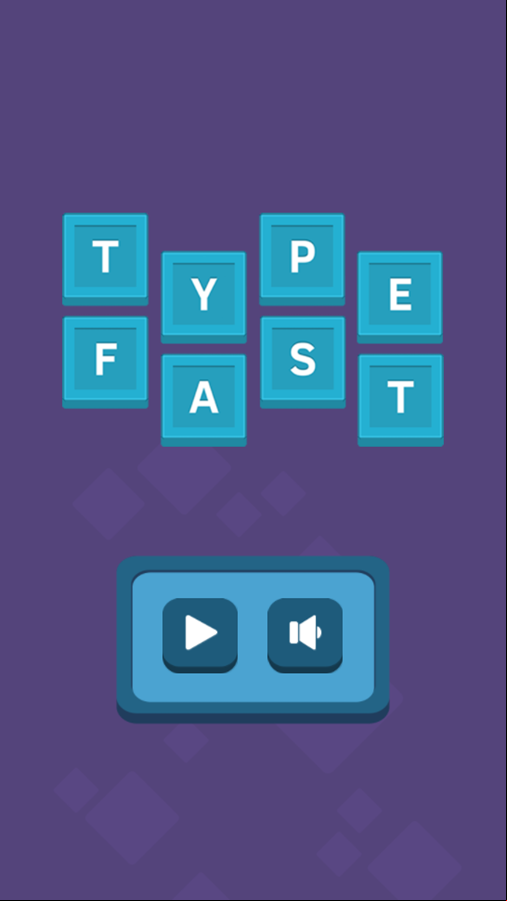 Type Fast Game Welcome Screen Screenshot.