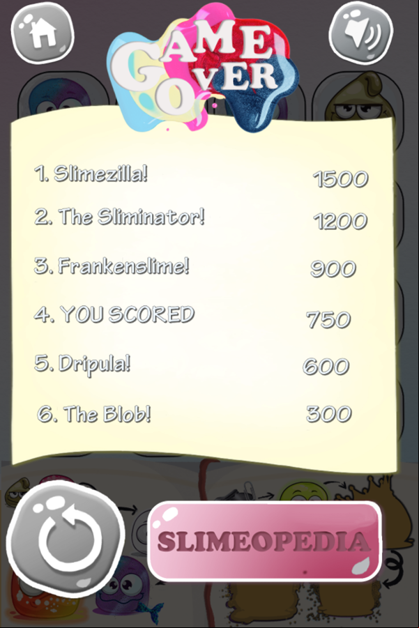 Ultimate Slime Maker Game Leaderboard Screenshot.