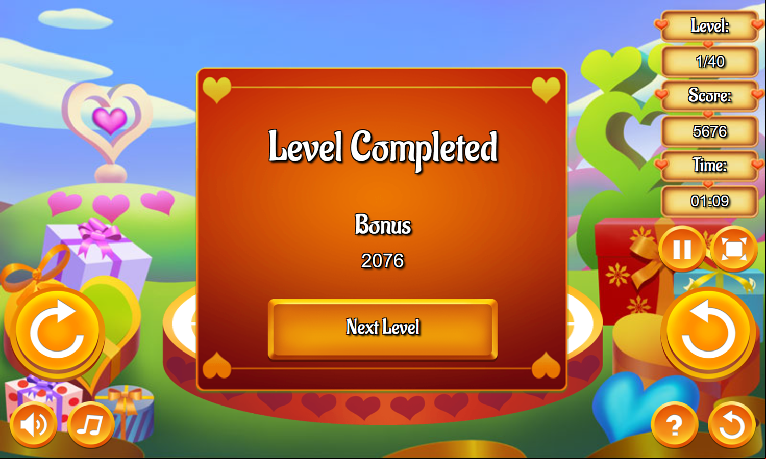 Valentine 3D Mahjong Game Level Completed Screenshot.