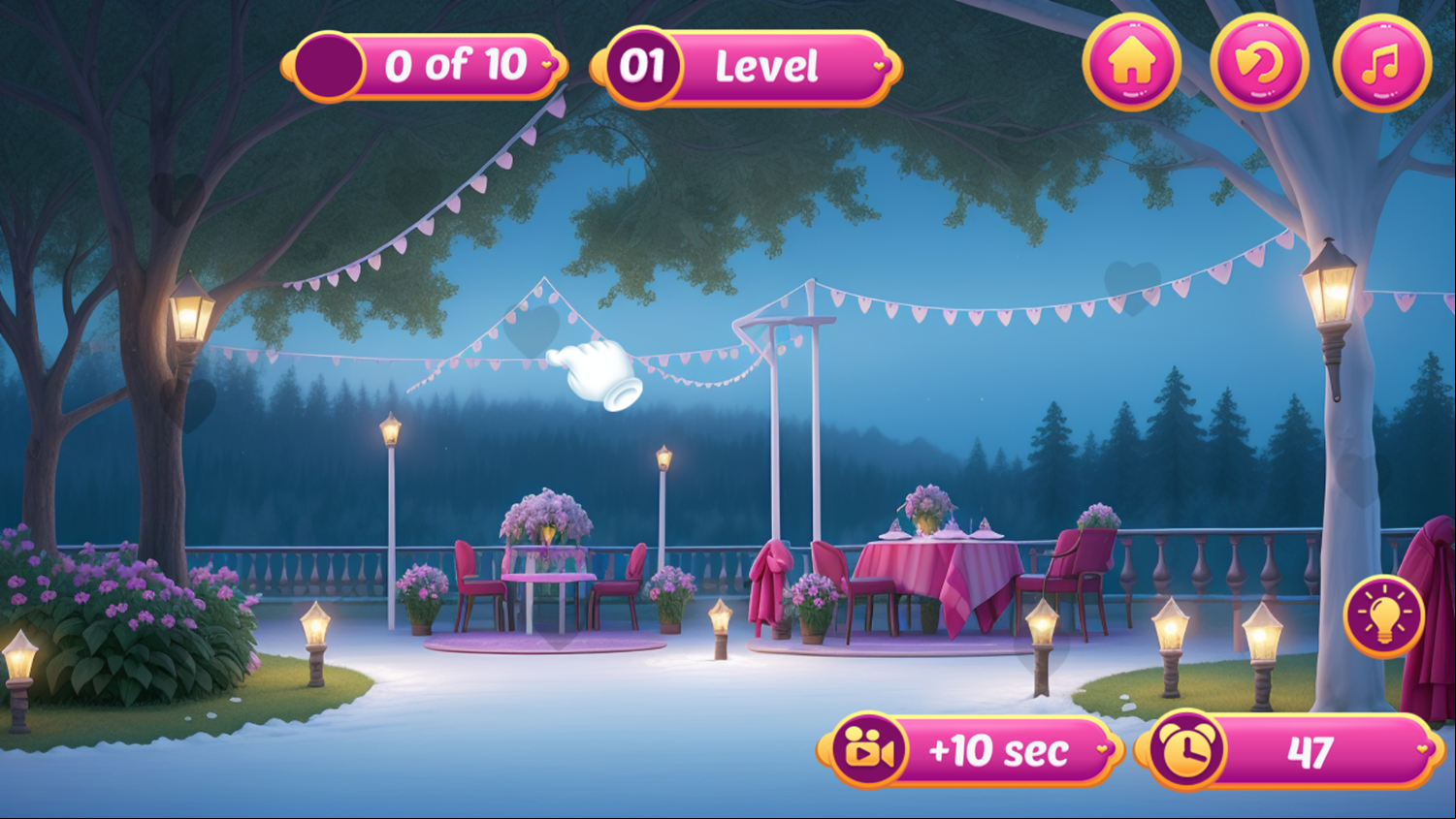 Valentine Hidden Heart Game Level Start Screenshot.