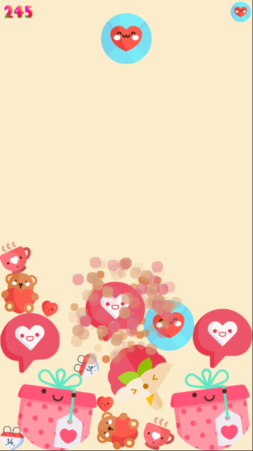 Valentine's Day Suika Game Play Screenshot.